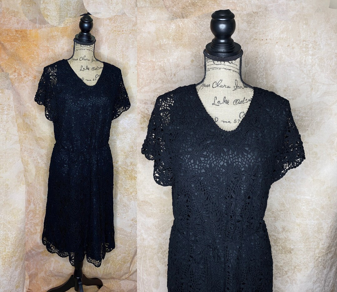 Summer Nostalgia Lace Mini Dress Black