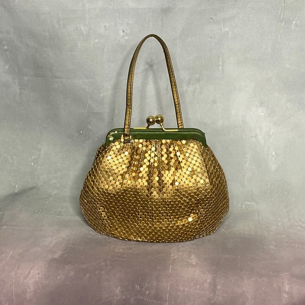 70's Whiting and Davis Gold Mesh Handbag/Evening Bag