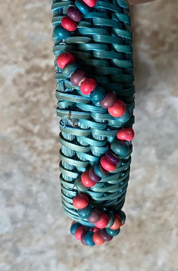80's Turquoise Wicker Stacking Bangles - image 3