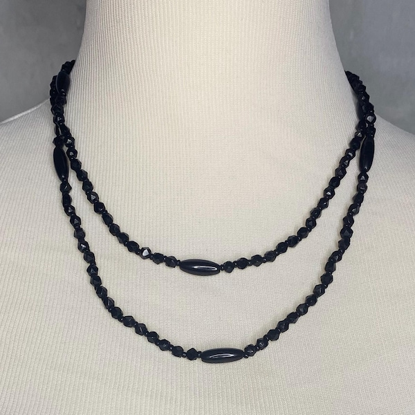 Jet Bead Necklace Etsy
