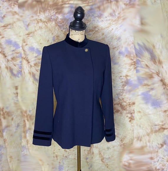 Ladies navy wool blazer deals