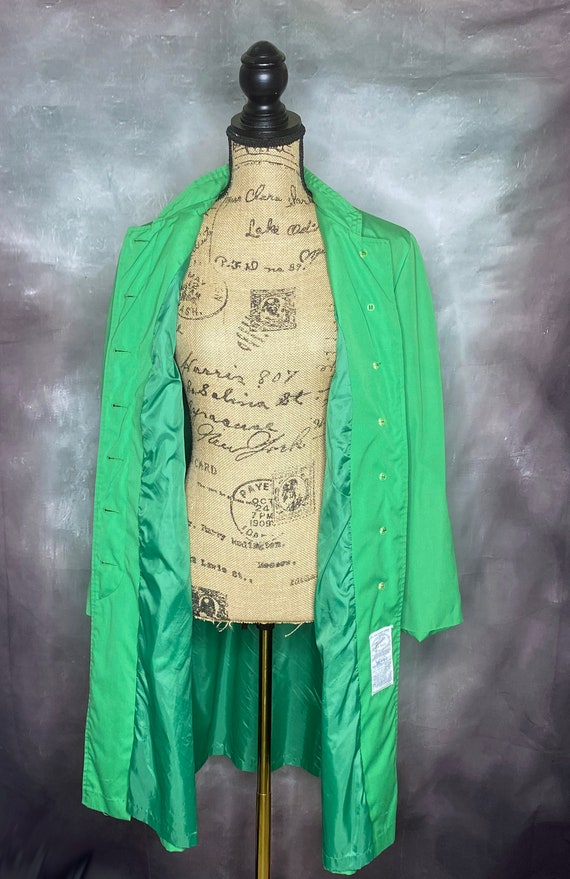 60's Kelly Green Knee Length Raincoat, Forecaster… - image 7