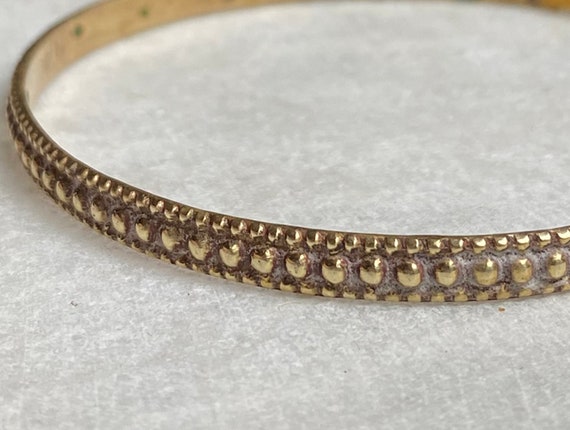 70's Narrow Brass Hobnail Bangle - image 3