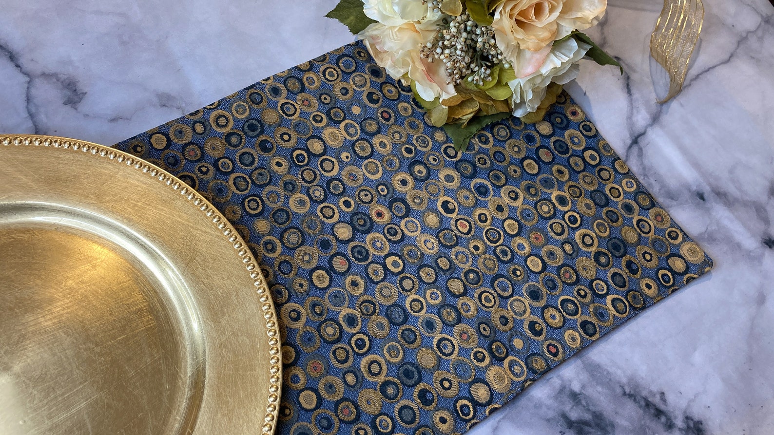 Set of 4 Gray Black and Gold Modern Design Placemat Chic Etsy