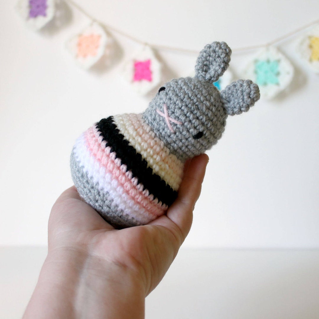 Roley Poley Rabbit Roly Poly Toy, Rabbit Rattle, Amigurumi Toy, Baby Girl Toy, Baby Rattle ...