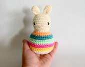 baby rattle toy, crochet animal, amigurumi rabbit, crib toy, pram toy, toddler toy .. candy