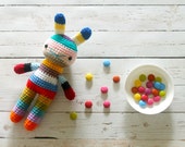 children rabbit toy, crochet amigurumi doll, bright colorful rainbow .. Hobart