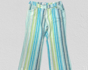 Vintage capri trousers 90s capri trousers pastel striped cropped trouser beach summer festival