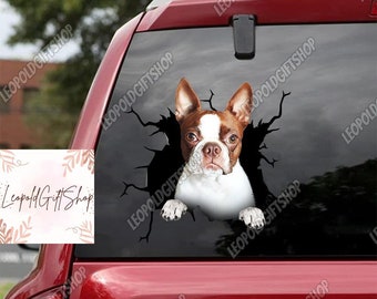 Boston Terriër auto sticker, Boston Terriër cadeau, hond sticker voor auto, Boston Terriër sticker, hond laptop sticker, venster auto sticker