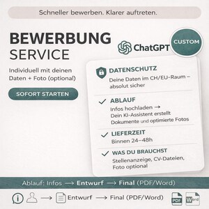 ChatGPT CV Template (German) – AI Application Help & Guide – Create Job Applications with Artificial Intelligence – PDF Download