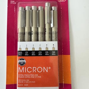 Micron Extra Fine Pens. 6 sizes
