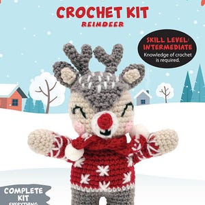 Reindeer Crochet Kit – DIY Amigurumi Christmas Craft, Beginner Friendly Holiday Crochet Set