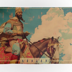 WALL Tapestry Knight Wall Decor, Army Tapestry, Horseman Wall Art, Size Options