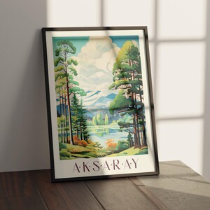 Arte mural de Aksaray Türkiye / De dónde eres / Impresión artística nostálgica enmarcada / Decoración abstracta para el regreso a casa