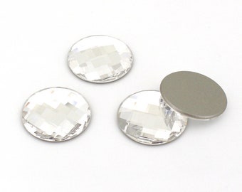 Swarovski kristallen ronde flatback met schaakbord patroon, folie aan de achterkant om te lijmen, 20 mm doorsnede, keuze uit drie kleuren
