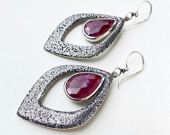 Big, bold, and earthy sapphire marquis earrings
