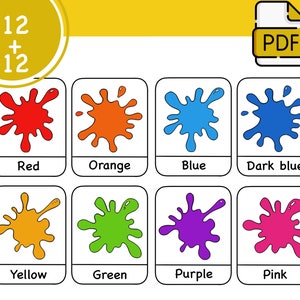 Montessori cards, Flash cards, Learning cards, PDF file, Colour cards, For children, art cards