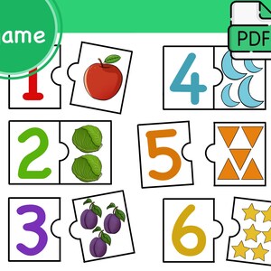 Montessori cards, Puzzles game, Learning game, PDF file, Numbers cards, For children, art cards, Number puzzles