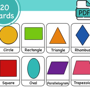 Montessori cards, Flash cards, Learning cards, PDF file, Figures cards, For children, art cards