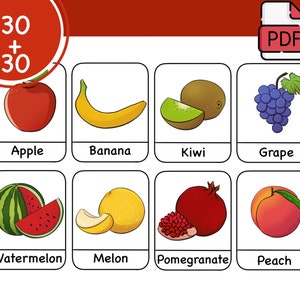 Cartões Montessori, Cartões Flash, Cartões de aprendizagem, Arquivo PDF, Cartões de frutas, Para crianças, Cartões de arte