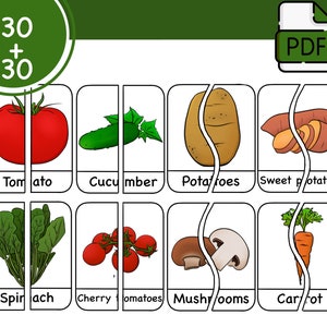 Montessori game,Montessori game, Montessori cards, Flash cards, Learning cards, PDF file, Vegetable cards, For children, art cards