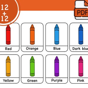 Montessori cards, Flash cards, Learning cards, PDF file, Colour cards, For children, art cards