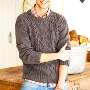 Herren Aran Pullover Strickmuster PDF Download