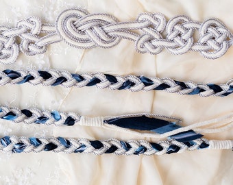 Handfasting koord - gestructureerde oneindigheidsknoop, aanpasbaar koord, sentimenteel trouwstuk, handbindend trouwkoord in natuurlijk/zilver