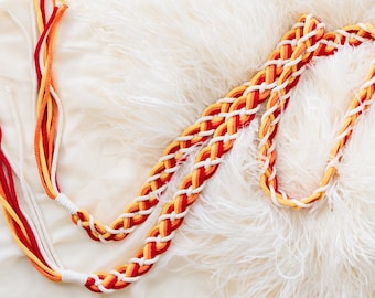 Handfasting cord - traditional Celtic braid, 8 strand cord, custom cord, sustainable wedding braid in natural, red, orange, yellow