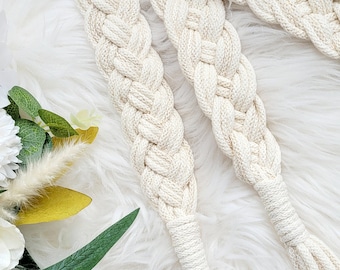 Ivory & Gold Handfasting Cord: Celtic Wedding Braid, Organic Cotton