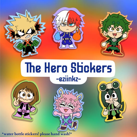 Hero Stickers Pack: 2x3in Dye-cut Water Bottle Stickers (Handwash Only)