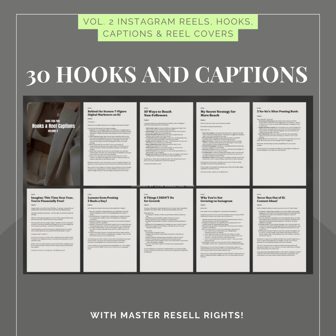 Vol 2. Instagram Reels, Hooks, Captions and Reel Covers - Etsy