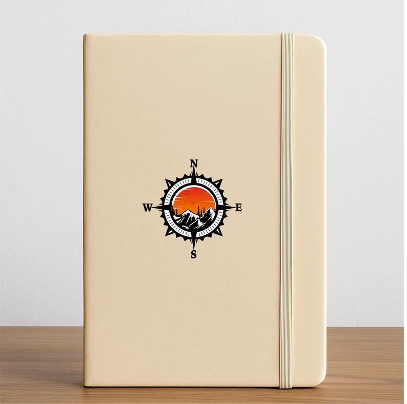 Compass Mountain Sunset Sticker – Outdoor Adventure Travel Vinyl Decal ...