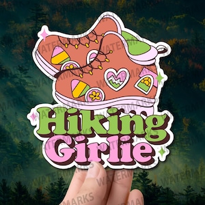 Hiking Girlie Sticker – Cute Hiking Boot Vinyl Decal for Water Bottles, Laptops, Outdoorsy Gift for Adventure Lovers