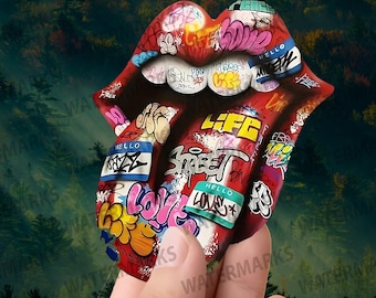 Graffiti Lippen Sticker Waterdicht Urban Art Vinyloverdrukplaatje