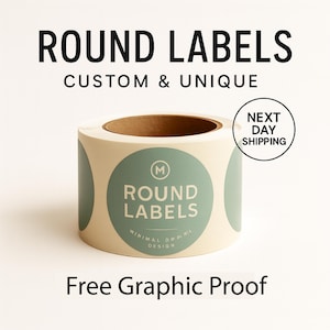 Round Labels Roll – Custom Printed Stickers with Logo, Color Circle Labels for Products, Next Day Shipping