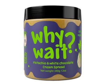 Pistachio - White Chocolate Spread 78% Pistachio Cream No Sugar Added Gourmet Nut Butter 12oz