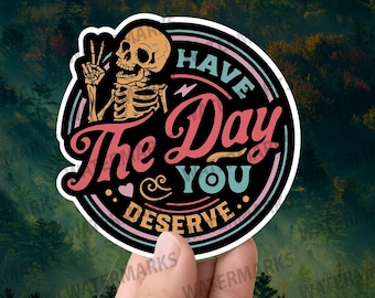 Funny Skeleton Sticker: Sarcastic Vinyl Decal for Laptop, Water Bottle