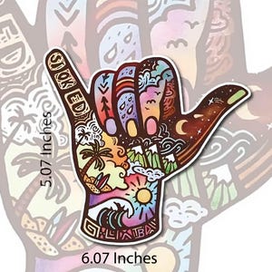 Shaka Sticker, Surf Sticker, Beach Sticker, Stoked Sticker, Hawaii Sticker, Wave Sticker - for Laptops, Cars