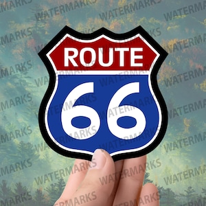 Route 66 Sticker – Retro American Highway Sign Vinyl Decal, Classic Road Trip Adventure Sticker for Car, Laptop, Water Bottle