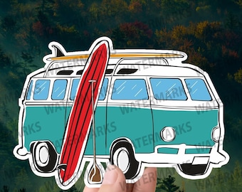 Surf Sticker, Beach Sticker, Wave Sticker, Retro Sticker - for Laptop, Car, 70s Design, Retro Vibe,  Aesthetic Surfboard Sticker