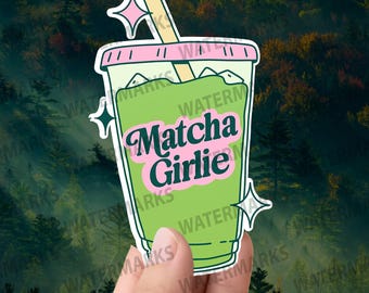 Adesivo Matcha Girlie – Decalque de Vinil Impermeável e Estético