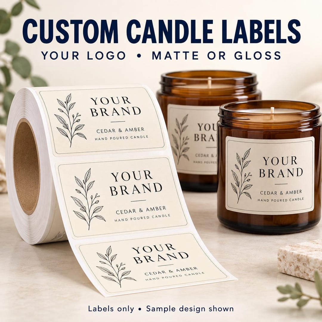 Custom Candle Labels on a Roll – Waterproof, Matte or Gloss, Your Logo ...