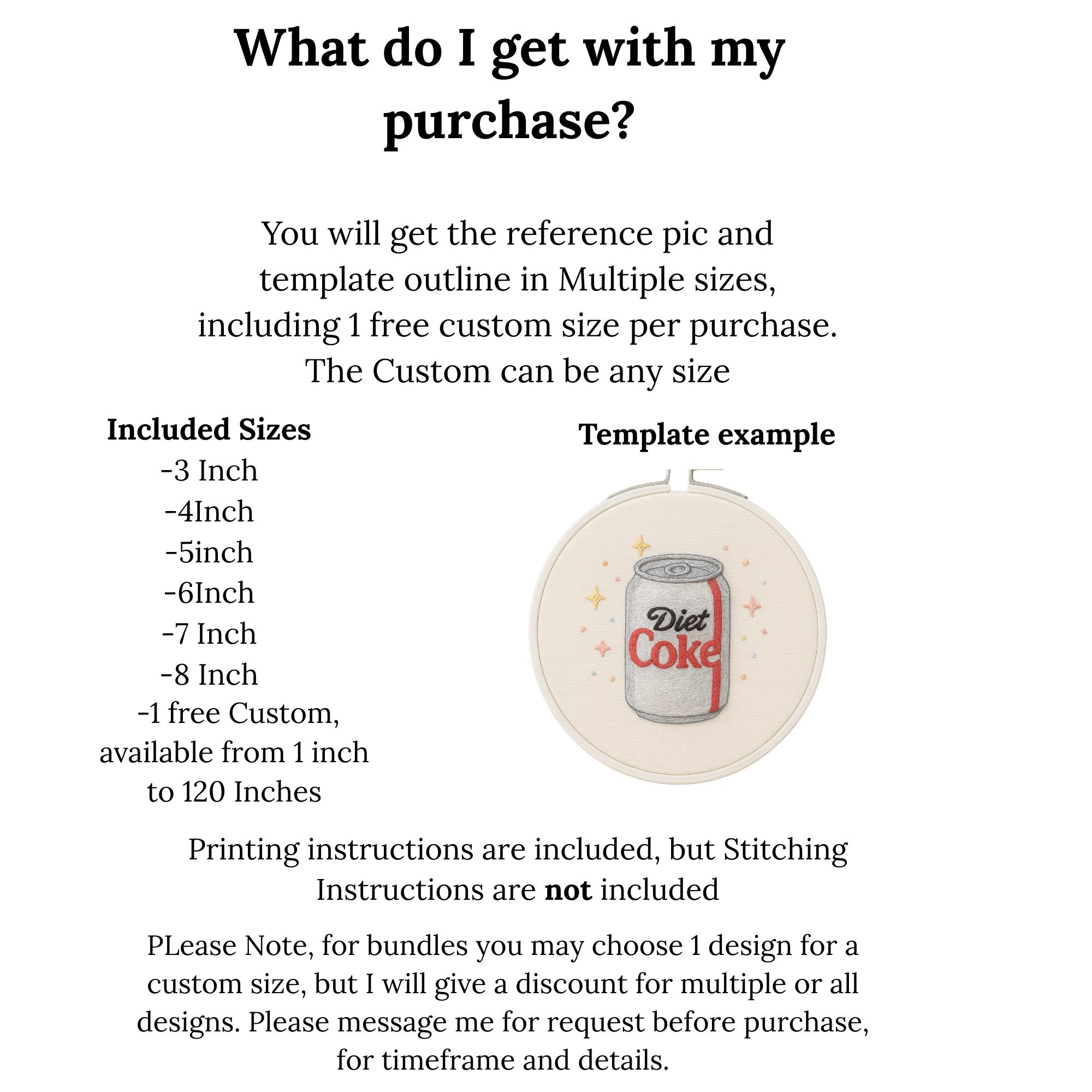 Diet Coke Hand Embroidery Pattern: Whimsical Needlework (digital ...