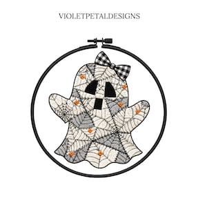 Patchwork-spöke, Halloween-handbroderimönster: Nyckfullt handarbete (digital nedladdning, 6 storlekar ingår)