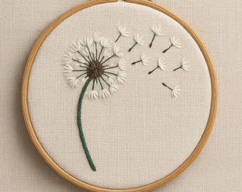 dandelion simple , pretty embroidery pattern, needlework ,flowers,  digital instant download,6 sizes,air dry clay pattern, embossing pattern