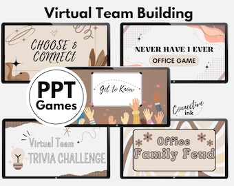 Giochi di team building pronti all'uso: pacchetto di quiz virtuali e attività rompighiaccio per riunioni (PowerPoint)