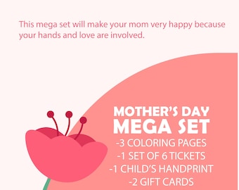 Mother's Day Gift Set, Printable Digital Art For My Mom, Coloring Book Gift Card