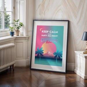 Synthwave Retro Printable Wall Art: Neon Vaporwave 80s Aesthetic Digital Download