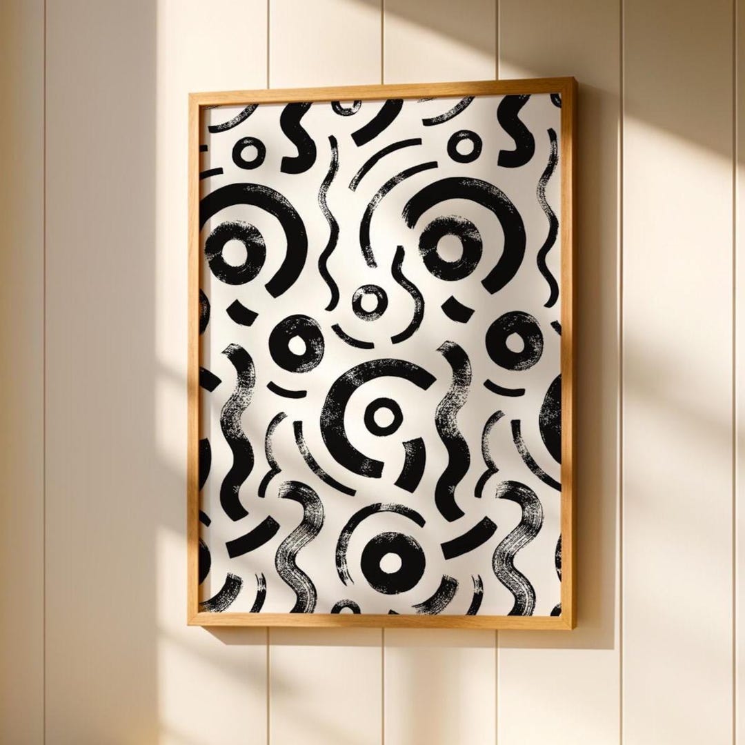 Black and White Printable Wall Art: Abstract Minimalist Digital ...